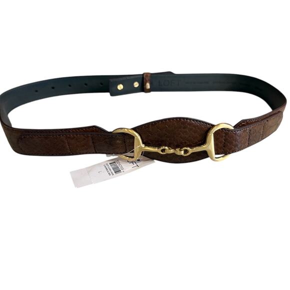 LOFT Snaffle Bit Equestrian Detail Cinch Belt Whiskey Brown L - Picture 1 of 6